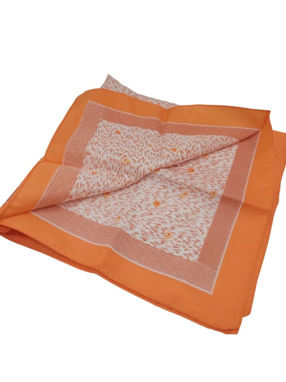 Vtg Orange & White Geometric Floral Scarf 20" Square Made In Italy Polyester - Picture 7 of 13